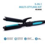 Havells HC4045 5 in 1 Hair Styler - Straightener, 19mm Curler, Crimper, Conical Curler & Volume Brush for Multiple Styles (Turquoise) - Image 4