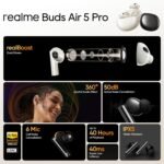 realme Buds Air 5 Pro with 50dB ANC, 360 Spatial Audio and upto 40 hours Playback Bluetooth Headset  (Astral Black, True Wireless) - Image 2