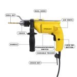 STANLEY SDH600KP-IN DIY 13 mm Hammer Drill Machine and Power & Hand Tool Kit - Image 2