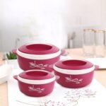 cello Ripple Inner Stainless Steel Hot Pot | Firm Twist Lock & Handles |Set of 3,Thermoware Casserole Set