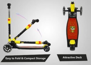 Little Olive Scooter for Kids 3 Years Above Age 4 Level Adjustable Height, Foldable, PU Wheels, Weight Capacity 75 kgs Kids Scooter with Brakes (Black) - Image 3