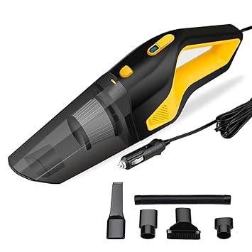 GoMechanic Neutron 6000Pa High Quality Suction Portable Handheld 12V with 3m Power Cord Car Vacuum Cleaner with Anti-Bacterial Cleaning  (Black & Yellow)
