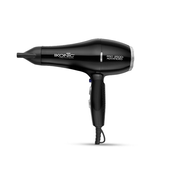 IKONIC PROFESSIONAL 2500+ ADVANCED HAIR DRYER With Dual Watts Compatibility 2400W-2800W Ideal For Global Setting And Ionic Technology For Frizz Control, Black