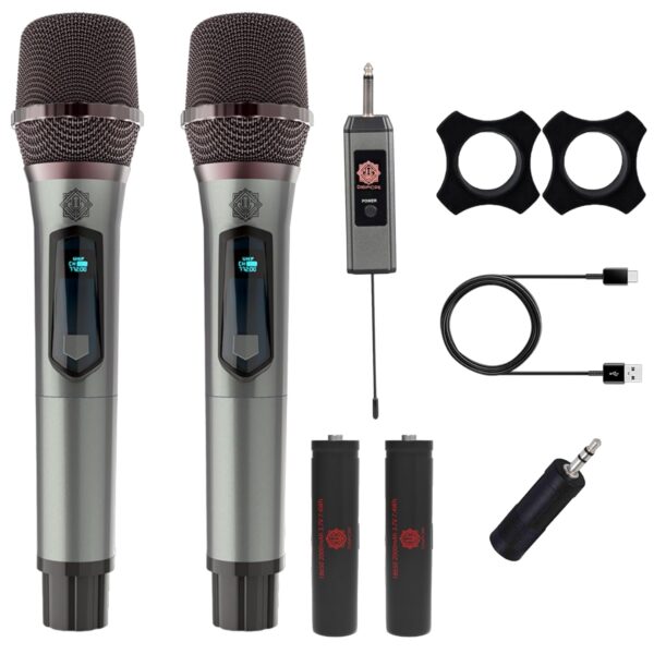 Digimore D-350 UHF Dual Wireless Microphone 60ft Range & 6Hrs Battery for Events Microphone