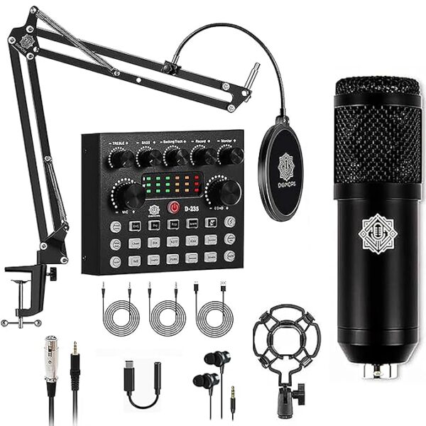 DIGIMORE D-430 Condenser Mic for Singing with V8 Sound Card | Condenser Microphone Kit | Voice Changer