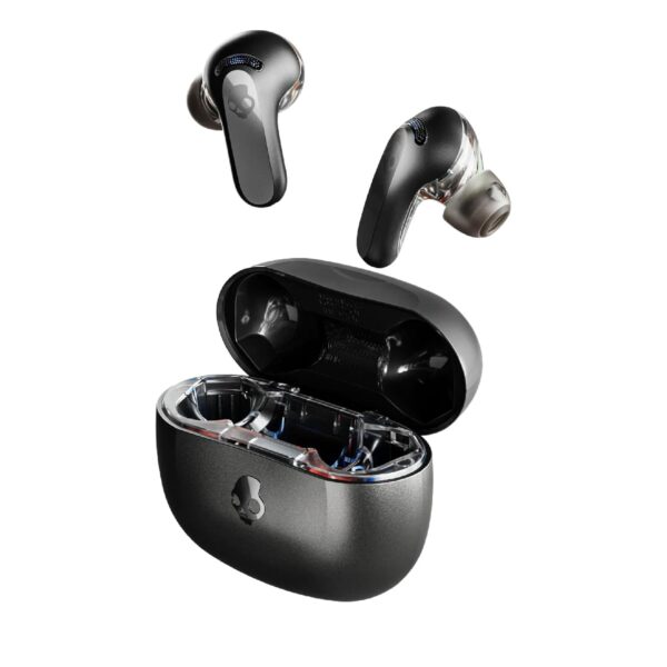 Skullcandy Rail ANC Wireless Earbuds with Mic - Active Noise Cancelling, Multipoint Pairing, 38Hr Battery, Skull-iQ App, Tile Tracking – Black