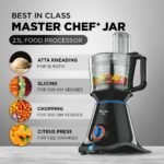 Preethi Zion Mixer Grinder for Kitchen - 4 Jars 750 Watt Mixie (3 Stainless steel Jars+1 Master Chef Plus Food processor Jar), Flexi lids, Vega W5 motor, Black (MG-227) - Image 3