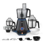 Preethi Zion Mixer Grinder for Kitchen - 4 Jars 750 Watt Mixie (3 Stainless steel Jars+1 Master Chef Plus Food processor Jar), Flexi lids, Vega W5 motor, Black (MG-227)