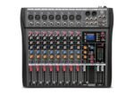 DIGIMORE Professional 8 Channel Mixer | 8 XLR + 6.35MM Input Ports | USB MP3 & BT Support | 48V Phantom Power | Delay & Repeat FX | Stereo Output | Headphone, Aux, EFF Outs (D-260)