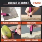IZOM IZ-3170 1/8"(3mm) Micro Air DieGrinder Compact Air Powered 54000 RPM Grinding Machine 90 PSI Engraving Polish Pneumatic Rotary Tool - Image 3