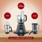 Preethi Zodiac MG-218 mixer grinder, 750 watt, Black/Light Grey, 5 jars - 3 In 1 insta fresh juicer Jar & Master chef food processor Jar - Image 4