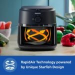PHILIPS Air Fryer NA120/00, uses up to 90% less fat, 1500W, 4.2 Liter, with Rapid Air Technology (Black), Large - Image 3