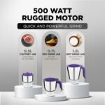 Preethi Crown MG-205 500-Watt Mixer Grinder (White/Purple) - Image 4