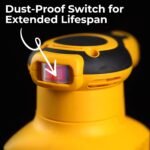 Deli DL-SG110-E1 Palm Sander 240V 60Hz with Carbon Brush 300W Robust Motor 10000rpm 210mm Sandpaper 6 Graded Speed Buffing Sanding Tool For Wood Metal Work (Pack of 1, Yellow Black) - Image 3