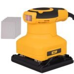 Deli DL-SG110-E1 Palm Sander 240V 60Hz with Carbon Brush 300W Robust Motor 10000rpm 210mm Sandpaper 6 Graded Speed Buffing Sanding Tool For Wood Metal Work (Pack of 1, Yellow Black)