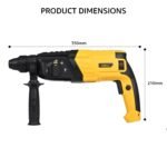 Deli DL-DC26-E1 800W 26mm Corded Electric Rotary Hammer Drill with 0-1150RPM No Load Speed 3 Modes 220-240V~50/60Hz Machine for Home Wall & Floor Drilling (Pack of 1, Yellow and Black) - Image 3