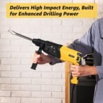 Deli DL-DC26-E1 800W 26mm Corded Electric Rotary Hammer Drill with 0-1150RPM No Load Speed 3 Modes 220-240V~50/60Hz Machine for Home Wall & Floor Drilling (Pack of 1, Yellow and Black) - Image 2