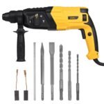 Deli DL-DC26-E1 800W 26mm Corded Electric Rotary Hammer Drill with 0-1150RPM No Load Speed 3 Modes 220-240V~50/60Hz Machine for Home Wall & Floor Drilling (Pack of 1, Yellow and Black)