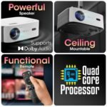 ZEBRONICS ZEB-PIXAPLAY 17 (6000 lm / Remote Controller) Portable Android 1080p FHD with DOLBY AUDIO, WiFi Dual Band 2.4/5GHz, HDMI x2, USB, iOS mirroring, Miracast, Bluetooth v5.1, Ceiling mount Smart LED Projector - Image 2