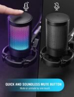 FIFINE A6V USB Gaming Condenser Microphone with RGB, Quick Mute, Pop Filter, Shock Mount & Gain Control – Ideal for PC, PS5, Streaming, Discord, Twitch, Podcasts & Videos|Black - Image 2