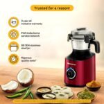 Atomberg Zenova Mixer Grinder for Kitchen with Intelligent BLDC Motor | Unique Coarse Mode for Silbatta-like Texture | 4 Jars incl. Chopper | Hands-Free Operation | Safety Features | Red Wine - Image 3