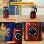 Atomberg Zenova Mixer Grinder for Kitchen with Intelligent BLDC Motor | Unique Coarse Mode for Silbatta-like Texture | 4 Jars incl. Chopper | Hands-Free Operation | Safety Features | Red Wine - Image 2