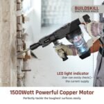BUILDSKILL 6.5kg Demolition Hammer with 1500W Copper Motor | 360° Rotating Handle | 3950 BPM | LED Indicator | Hex Point & Flat Chisel for Breaking & Grooving | 15J Heavy Duty Concrete Breaker Machine - Image 3