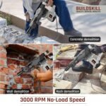 BUILDSKILL 6.5kg Demolition Hammer with 1500W Copper Motor | 360° Rotating Handle | 3950 BPM | LED Indicator | Hex Point & Flat Chisel for Breaking & Grooving | 15J Heavy Duty Concrete Breaker Machine - Image 2