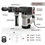 BUILDSKILL 6.5kg Demolition Hammer with 1500W Copper Motor | 360° Rotating Handle | 3950 BPM | LED Indicator | Hex Point & Flat Chisel for Breaking & Grooving | 15J Heavy Duty Concrete Breaker Machine - Image 4