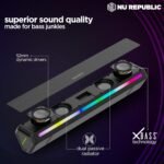 Nu Republic Party Box 240 Bluetooth Soundbar | X-Bass Technology | 52mm Dual Dynamic Drivers | 24W Output | 16 Hrs Playtime | Bluetooth 5.3 | Multiple RGB LED Lights | 2.0 Channel (Black) - Image 2