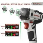 BUILDSKILL 21V - 1/2" 400NM BLDC Cordless Impact Wrench Set | 2 x 2.0Ah Battery | 10 Pcs Socket + 10 Pcs Screwdriver Bit | LED Light | 3400-4500 RPM | 2800-3200 Impact Rate | 2.0A Fast Charger - Image 2