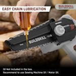 BUILDSKILL 21V Cordless Chainsaw Machine | 6 inch Bar | 3600 RPM Copper Motor | 2 x 1.5AH Battery | Chain tensioning button, safety lock | Mini Chains - Image 3