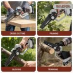 BUILDSKILL 21V Cordless Chainsaw Machine | 6 inch Bar | 3600 RPM Copper Motor | 2 x 1.5AH Battery | Chain tensioning button, safety lock | Mini Chains - Image 2