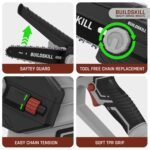 BUILDSKILL 21V Cordless Chainsaw Machine | 6 inch Bar | 3600 RPM Copper Motor | 2 x 1.5AH Battery | Chain tensioning button, safety lock | Mini Chains - Image 4