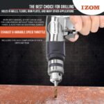 IZOM Iz-4031 3/8" (10Mm) Pneumatic Reversible Drill 1800 Rpm Aluminum Alloy 90 Psi Forward/Reverse Lever With Exhaust&Variable Speed Throttle,Multicolor - Image 2