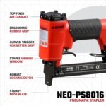 Kaymo NEO-8016 Pneumatic Stapler | 80 Series Compatible | 60–90 PSI | 890g Lightweight | Full Metal Magazine | Rubber Ergonomic Grip | Fixed Top Air Exhaust | Robust Locking Catch | Furniture Use - Image 4